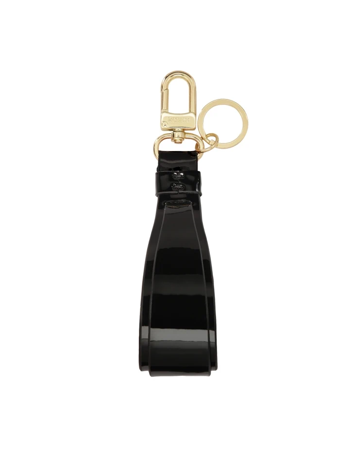 Kazar Black Key Ring With Leather Strap Decorated With Logos
