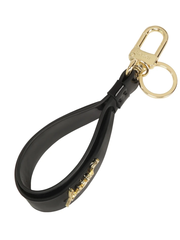 Kazar Black Key Ring With Leather Strap Decorated With Logos