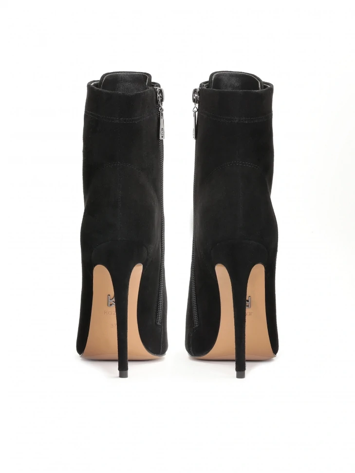 Kazar Black Ladies' Booties With Pointed Toe Caps And High Heels