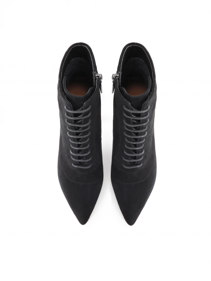 Kazar Black Ladies' Booties With Pointed Toe Caps And High Heels