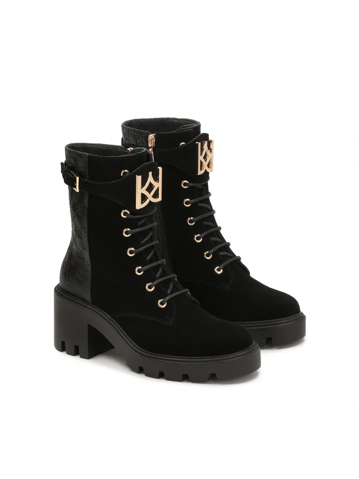 Kazar Black Ladies' Boots With Thick Heel With A Lug