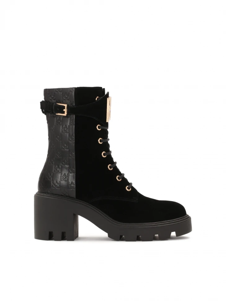 kazar Black ladies' boots with thick heel with a lug