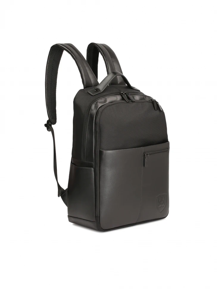 Kazar Black Large Men's Backpack In Fabric And Synthetic Leather