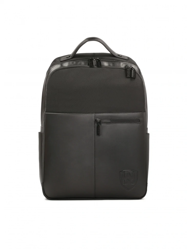 kazar Black large men's backpack in fabric and synthetic leather
