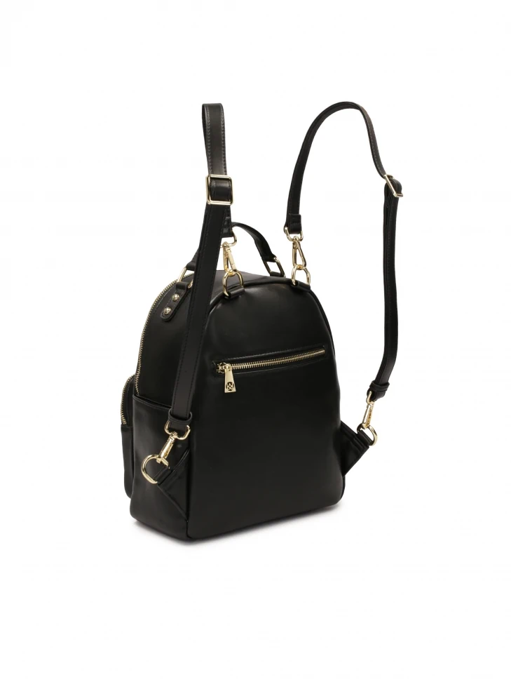 Kazar Black Leather Backpack Decorated With Embossed Pattern