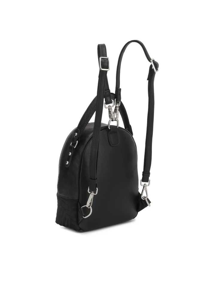 Kazar Black Leather Backpack With Bristles And Animal Print