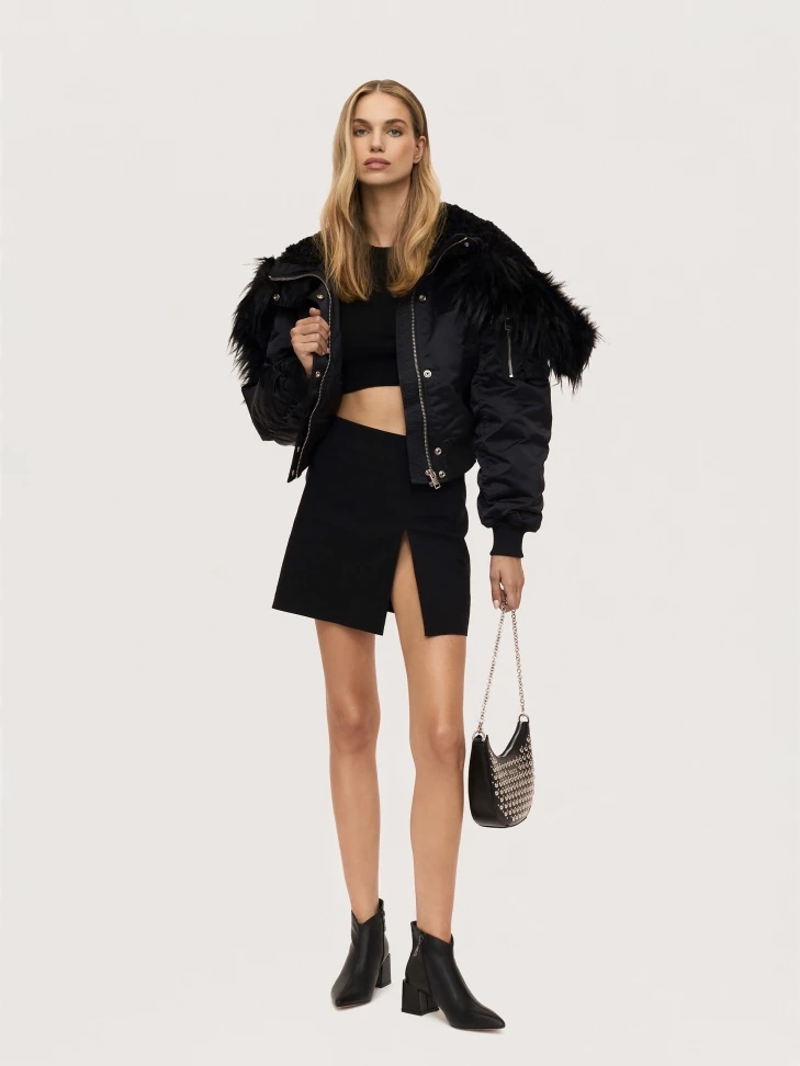 Kazar Black Leather Booties On A Trendy Protruding Heel