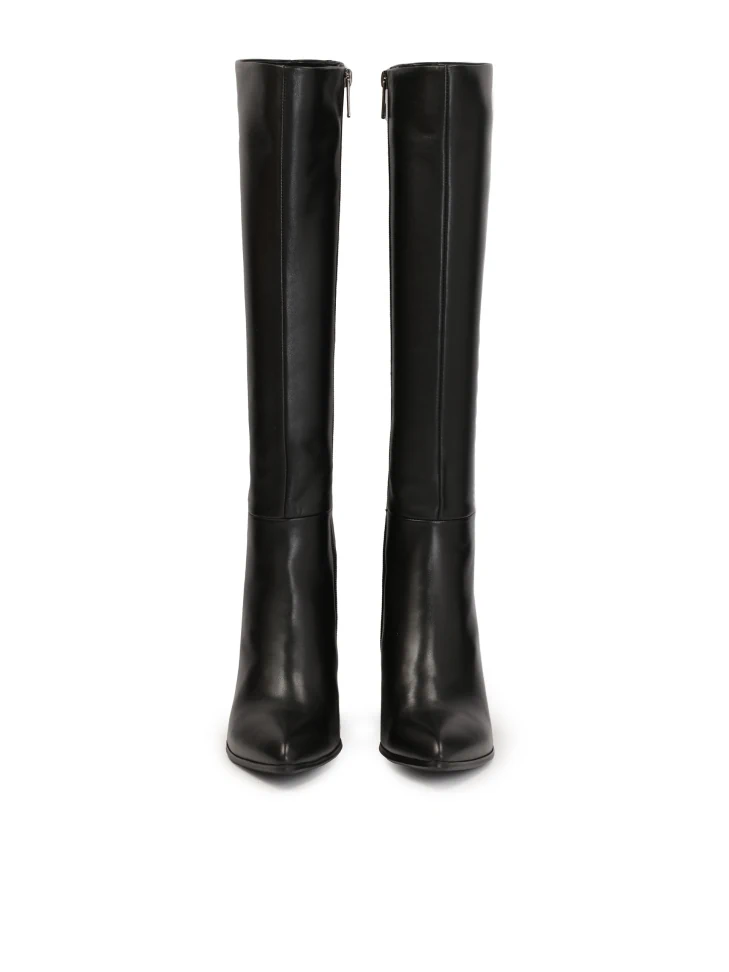 Kazar Black Leather Boots On A Metal Heel Decorated With Crystals