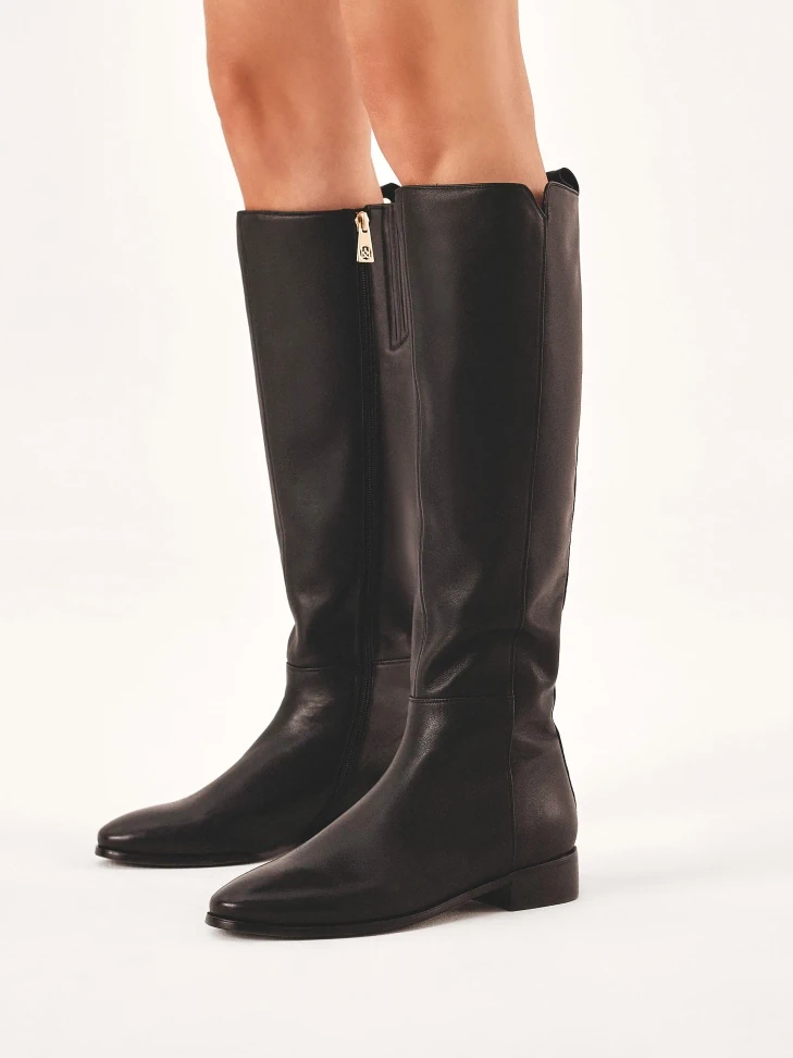 Kazar Black Leather Boots With A Cutout On The Upper
