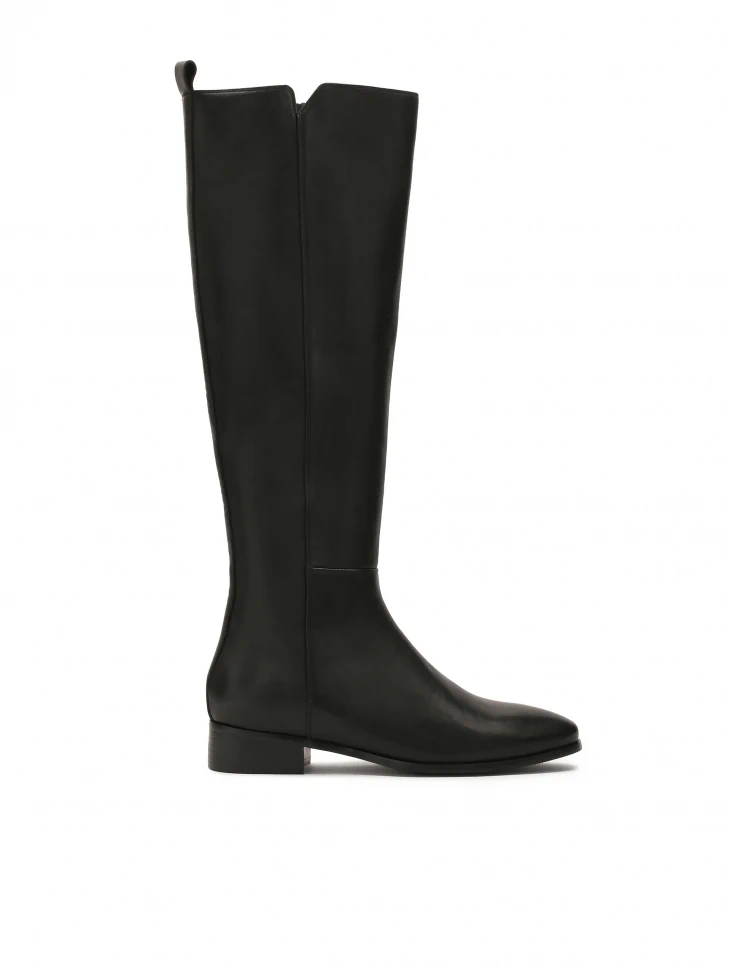 kazar Black leather boots with a cutout on the upper