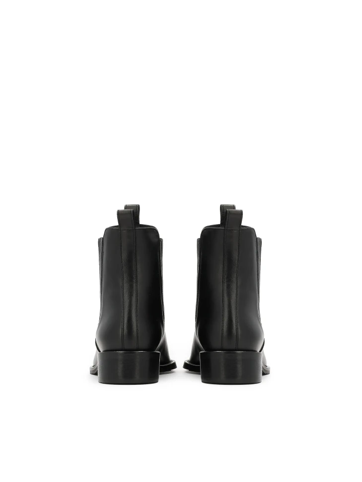 Kazar Black Leather Boots With Elastic Inserts And Loops