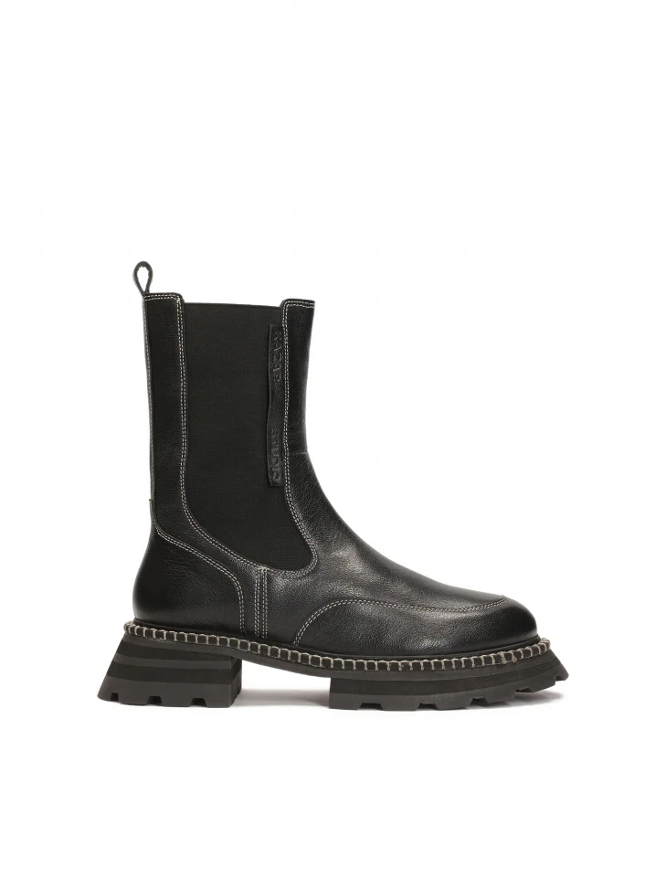 kazar Black leather Chelsea boots with contrasting trim