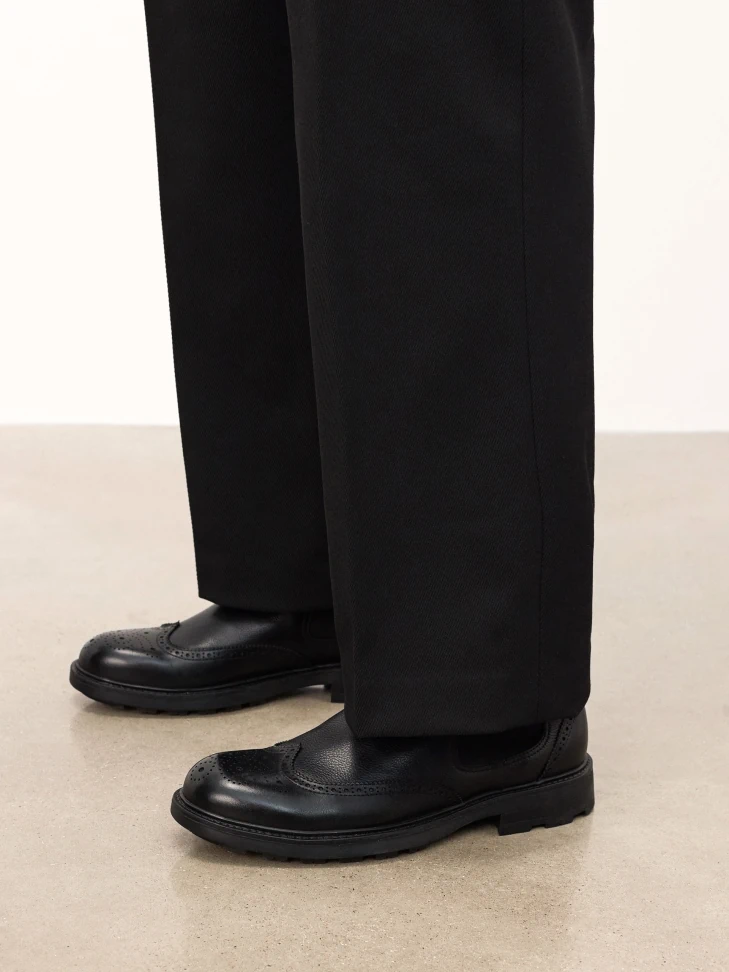 Kazar Black Leather Chelsea Boots With Openwork Embellishment