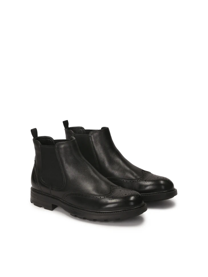 Kazar Black Leather Chelsea Boots With Openwork Embellishment