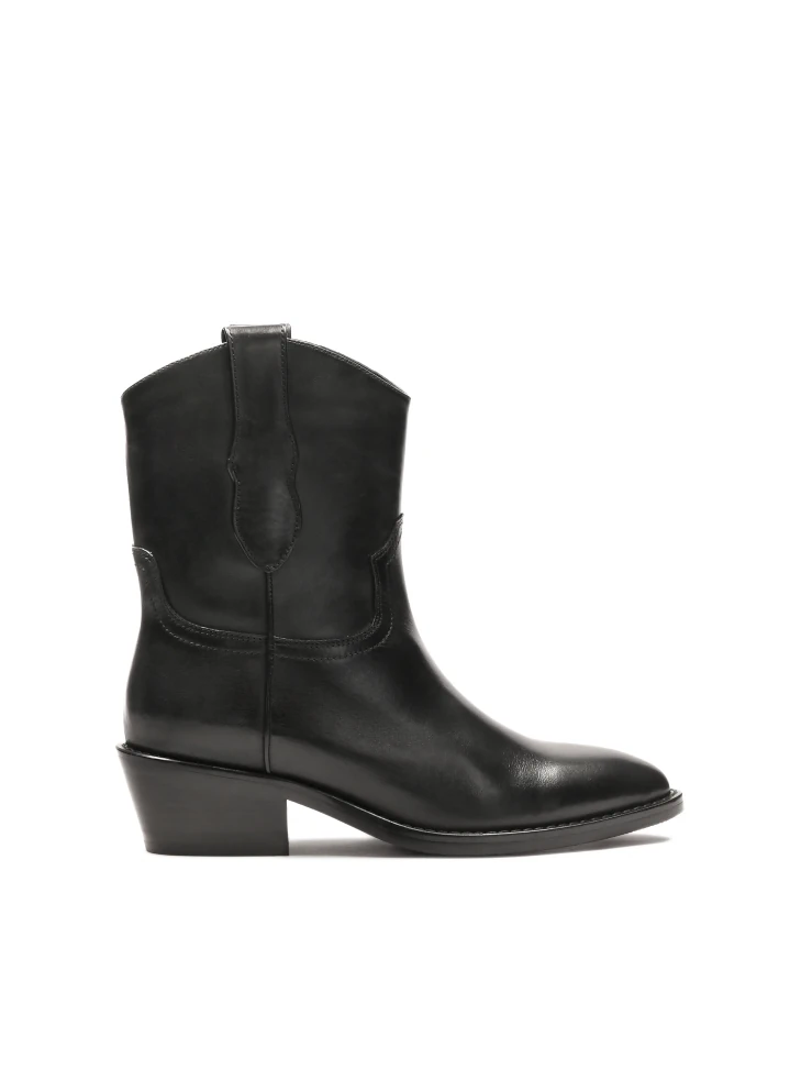 kazar Black leather cowboy boots with slip-on upper