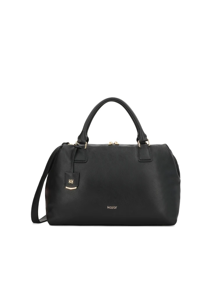 kazar Black leather handbag with key ring and detachable strap