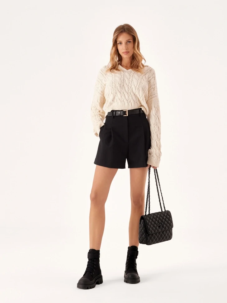 Kazar Black Leather Handbag With Quilted Oblong Shape