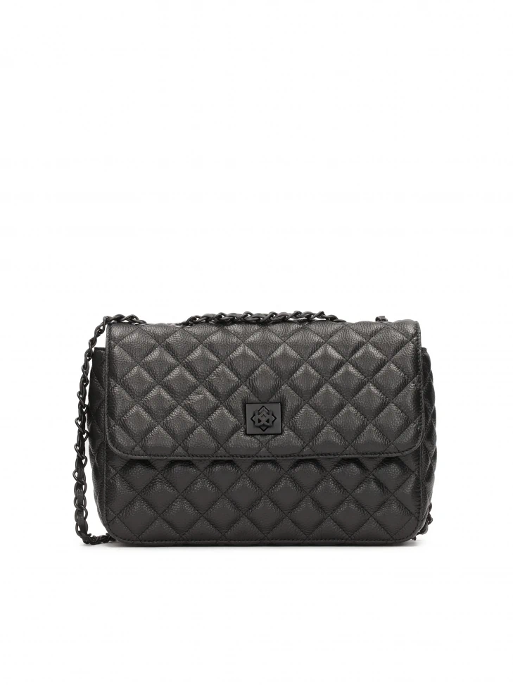 kazar Black leather handbag with quilted oblong shape