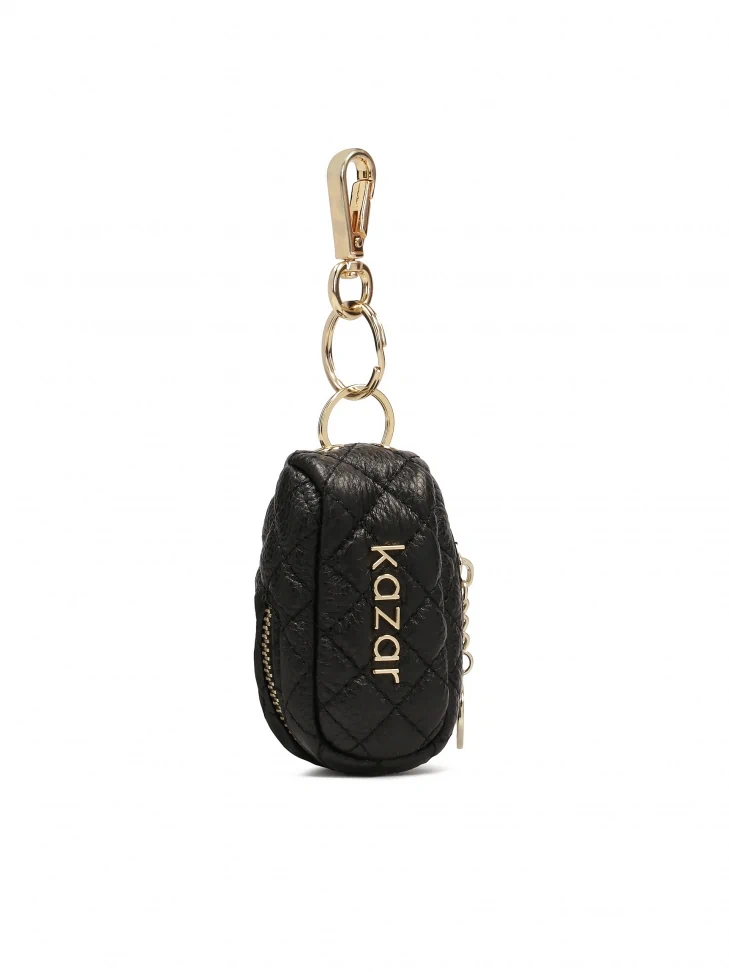 Kazar Black Leather Key Case Decorated With Quilting