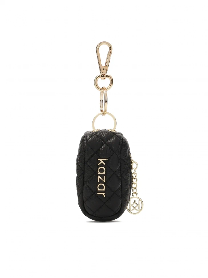 kazar Black leather key case decorated with quilting