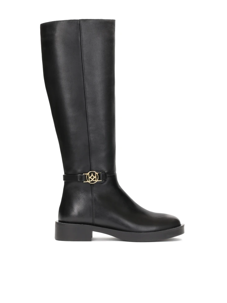 kazar Black leather ladies' boots with metal monogram
