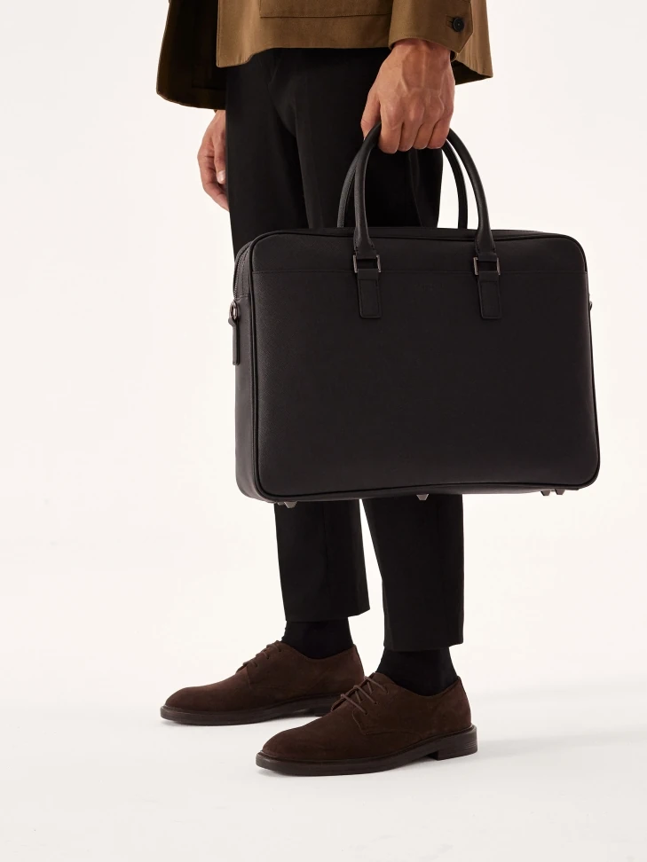 Kazar Black Leather Men's Hand And Shoulder Briefcase
