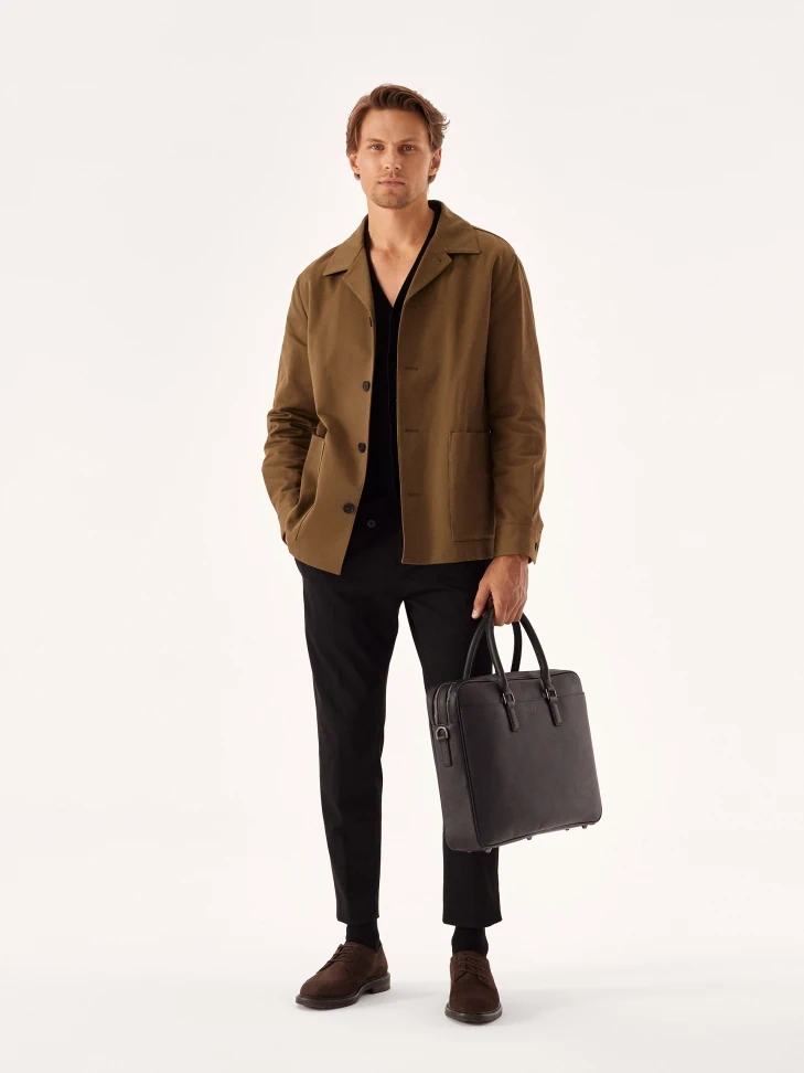 Kazar Black Leather Men's Hand And Shoulder Briefcase