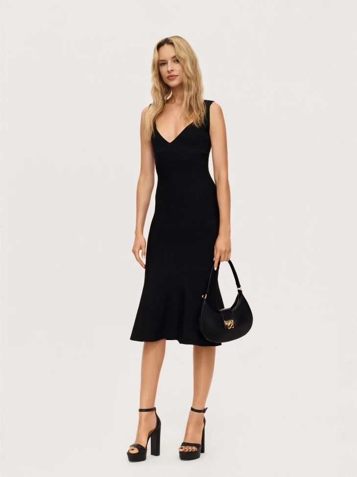 Kazar Black Leather Platform Sandals With Block Heel