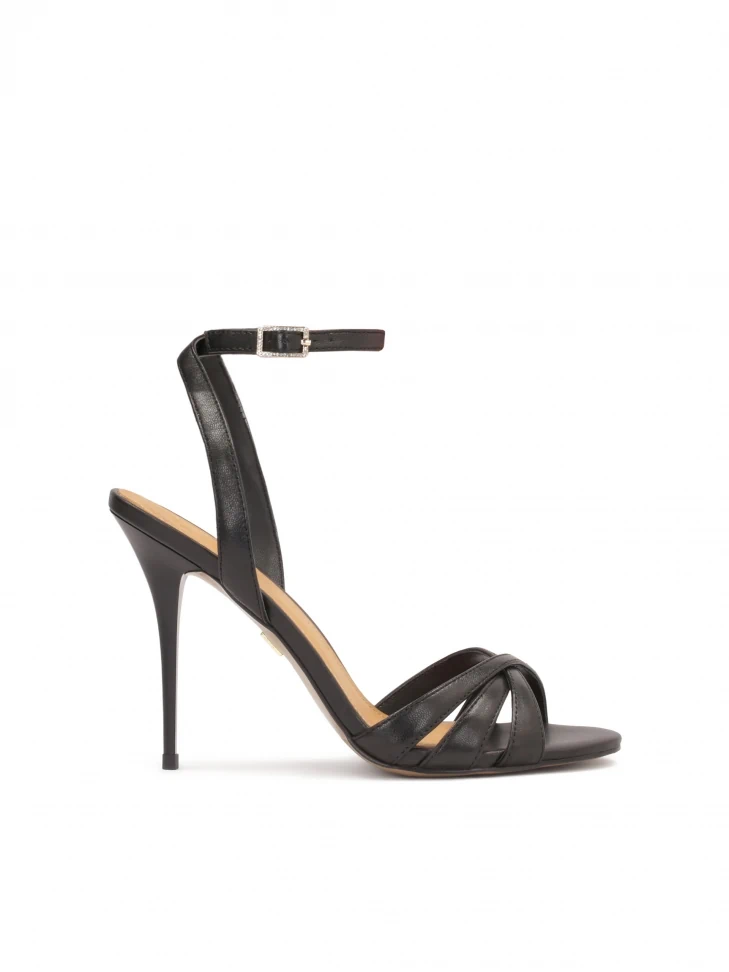 kazar Black leather sandals fastened around the ankle