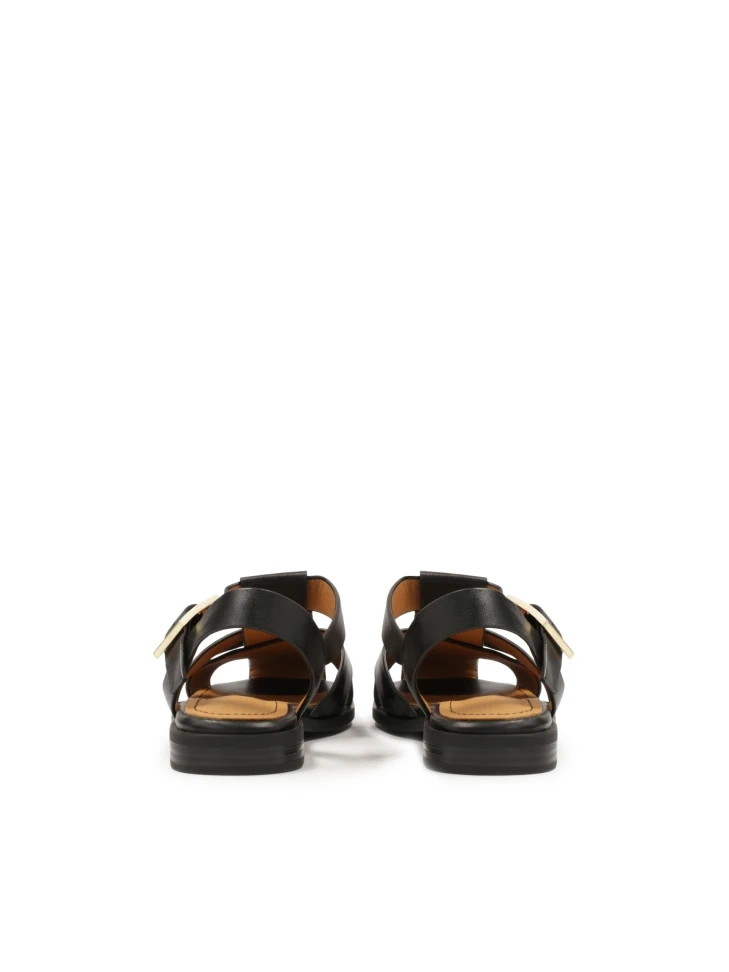 Kazar Black Leather Sandals With Crisscrossing Straps