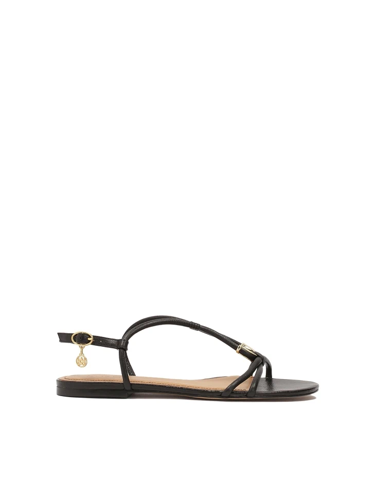 kazar Black leather sandals with jewelry embellishment