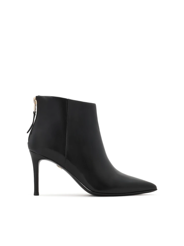 kazar Black leather stiletto heeled boots with zipper at back