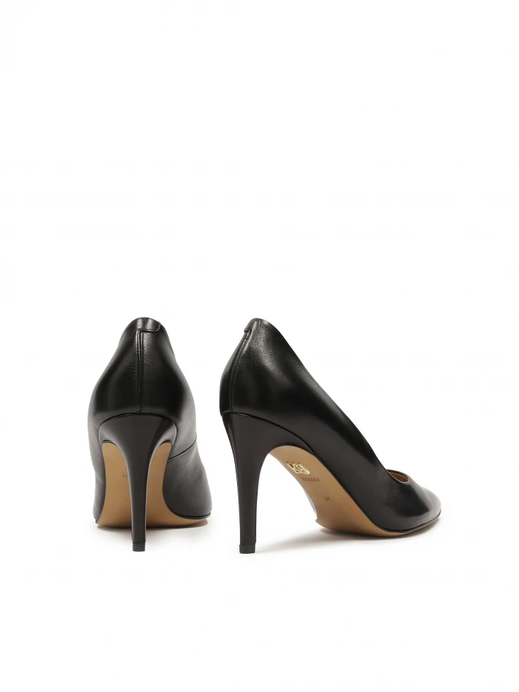Kazar Black Leather Stilettos With Pointed Toe Noses