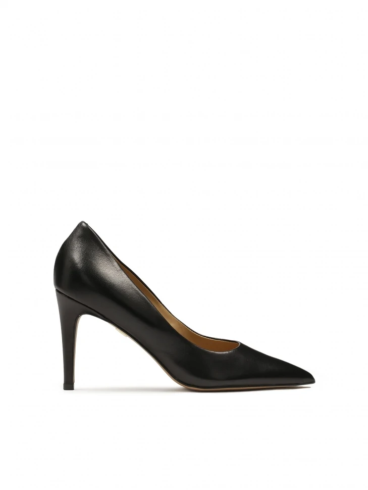 kazar Black leather stilettos with pointed toe noses