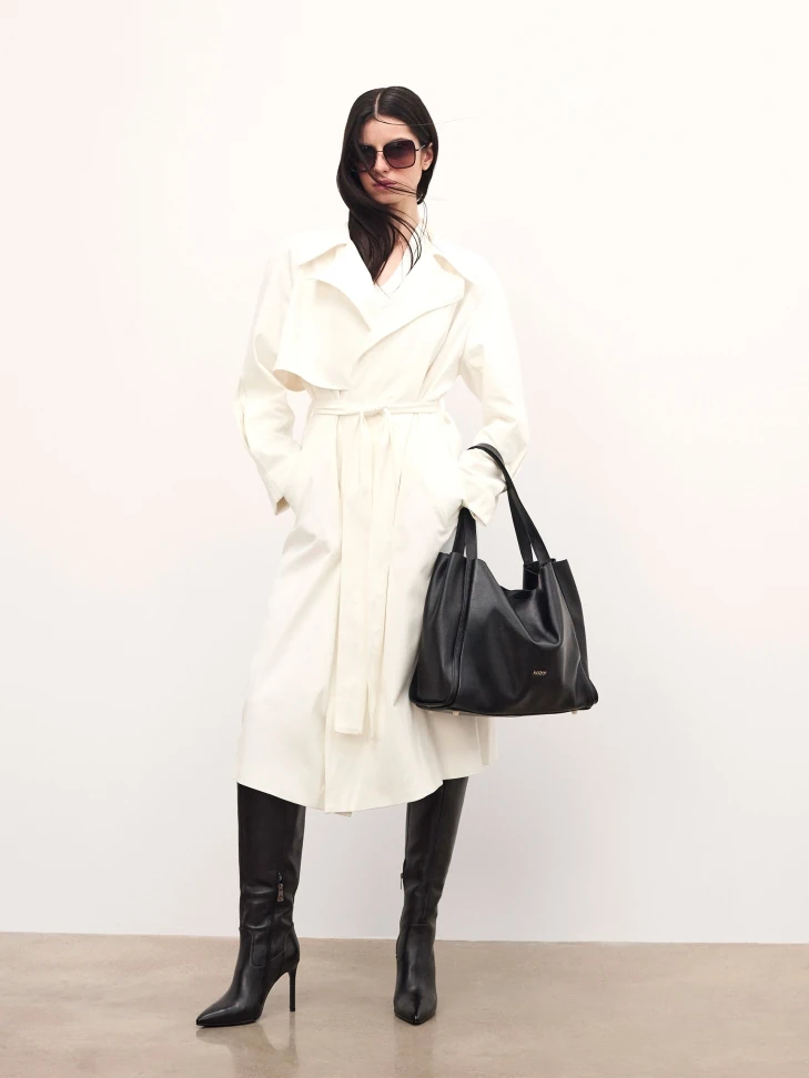 Kazar Black Loose-fitting Handbag With Double Handle