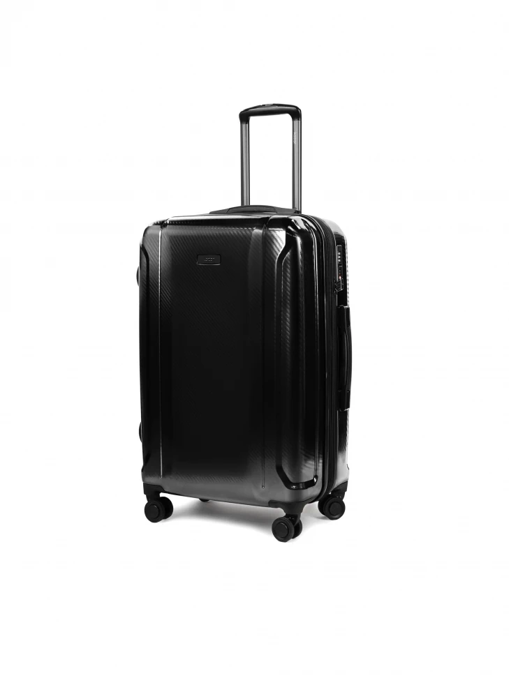 Kazar Black Medium Extended Widenend Cabin Bag With Retractable Handle