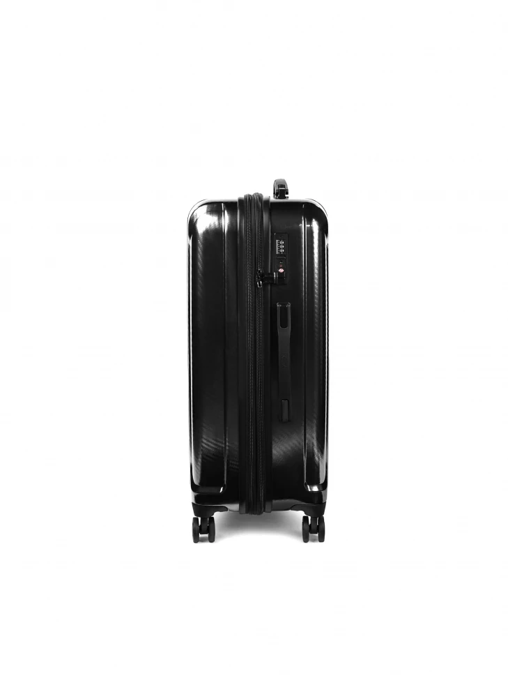 Kazar Black Medium Extended Widenend Cabin Bag With Retractable Handle
