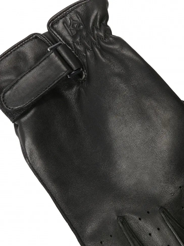 Kazar Black Men's Gloves With Perforations On The Fingers