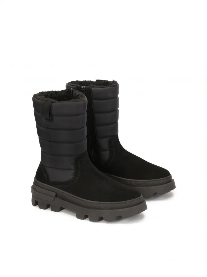 Kazar Black Men's Snow Boots Made Of Combined Materials