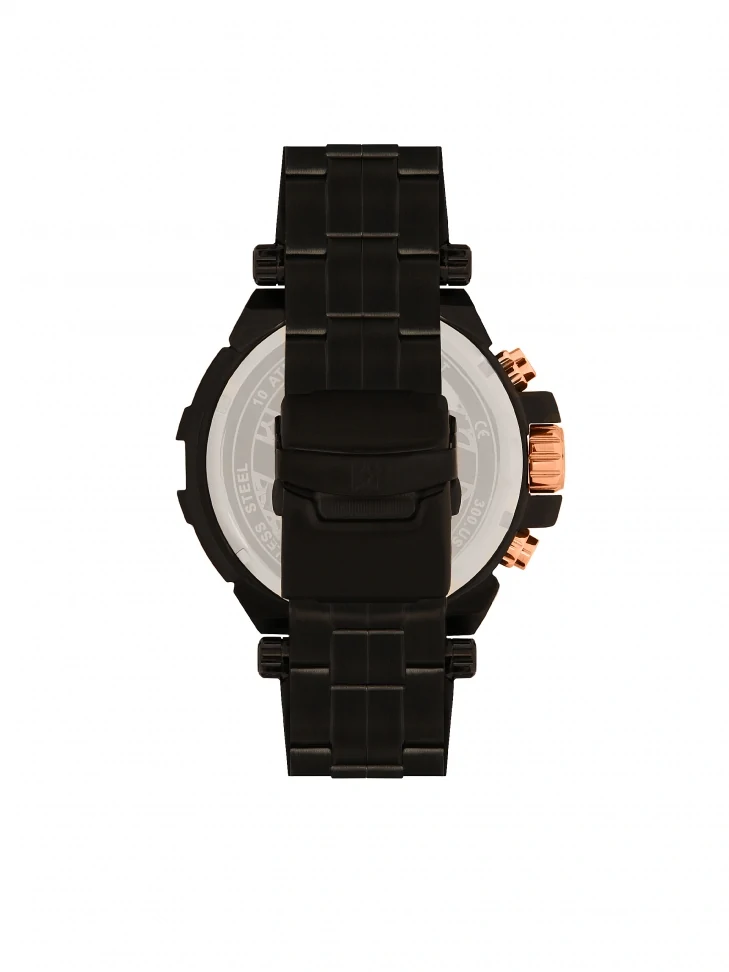 Kazar Black Men's Watch With Elements In Copper Color