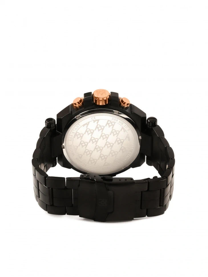 Kazar Black Men's Watch With Elements In Copper Color