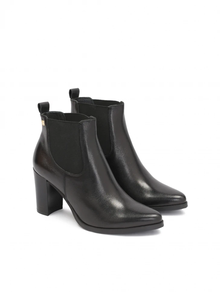 Kazar Black Minimalistic Booties With Elastic Rubbers In The Upper