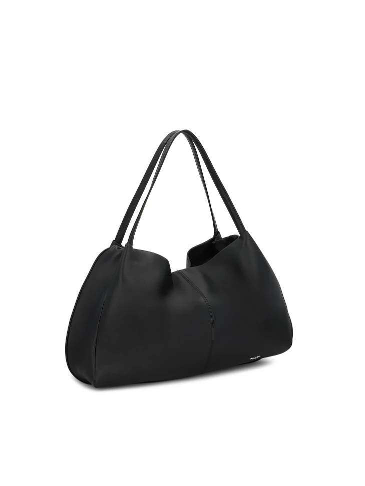 Kazar Black Natural Leather Handbag With A Loose Fit