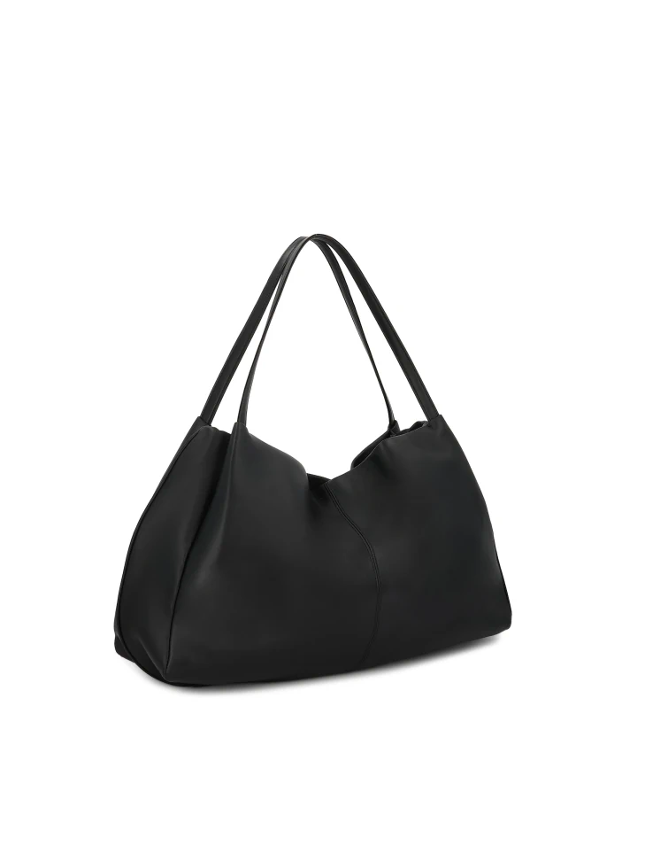 Kazar Black Natural Leather Handbag With A Loose Fit