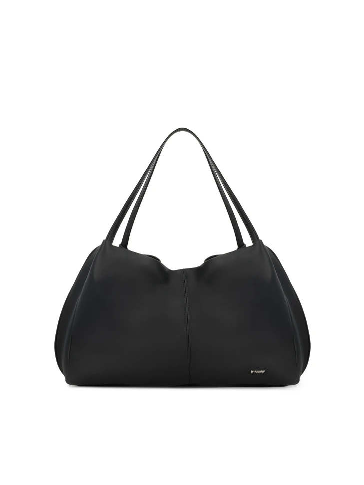 kazar Black natural leather handbag with a loose fit