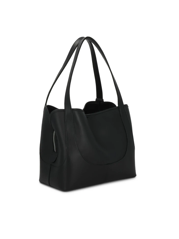 Kazar Black Natural Leather Handbag With Suede Insert