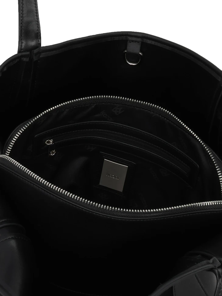 Kazar Black Natural Leather Handbag With Suede Insert