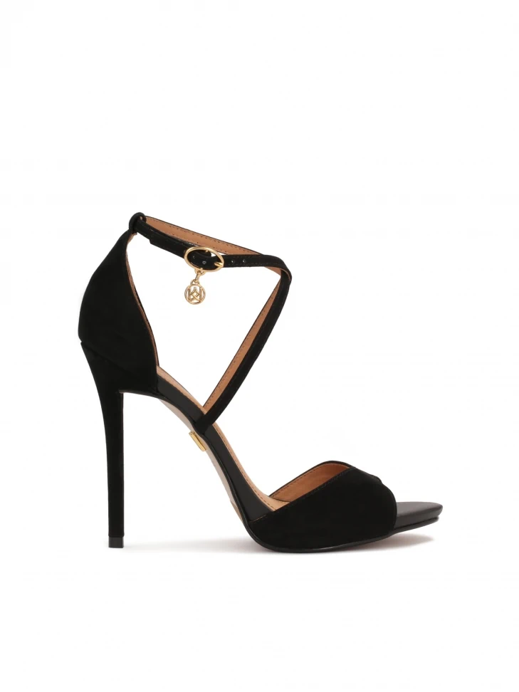 kazar Black nubuck sandals with crisscrossing straps