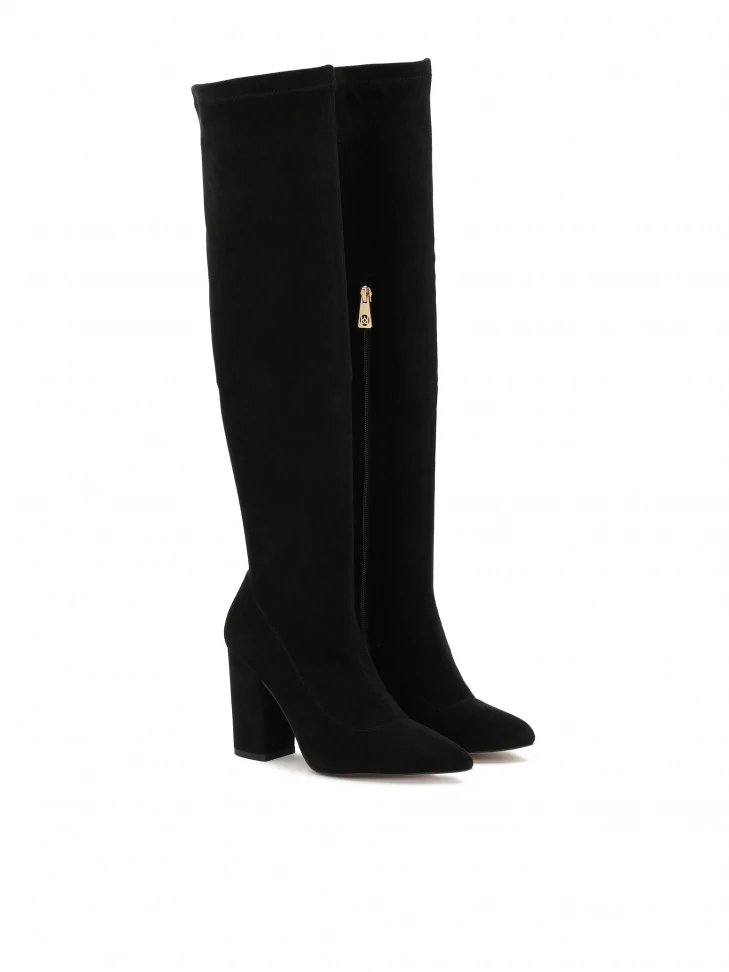 Kazar Black Over-the-knee Boots With Stiletto Heel Made Of Fabric