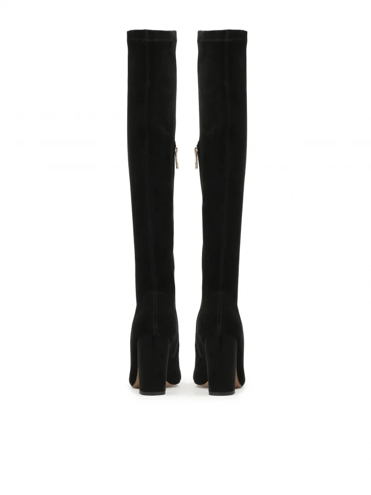 Kazar Black Over-the-knee Boots With Stiletto Heel Made Of Fabric